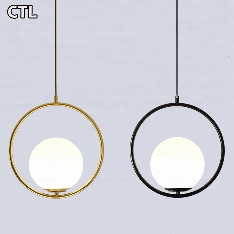 

Gold luxury rings pendant light hotel bedroom bedside decorative round hanging lamp home decor nordic modern glass chandelier