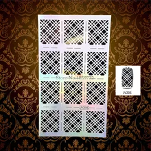 1PC Laser Plaid Nail Vinyls Polish Template Guide Hollow Grid Pattern Nail Art Stencil HJV205 Airbrush