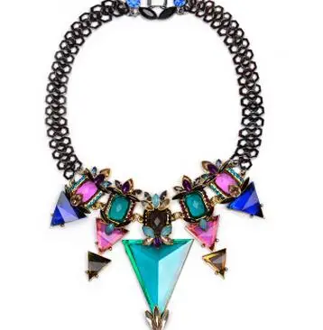 

European Big Brand Luxury Women Crystal Choker Necklace Exaggerated Vintage Statement Necklace Party Jewelry