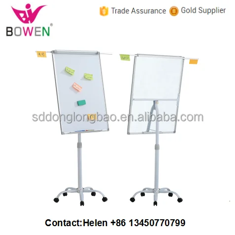 
Office flip board with easels mobile magnetic surface adjustable height whiteboard with stand BW-VA 