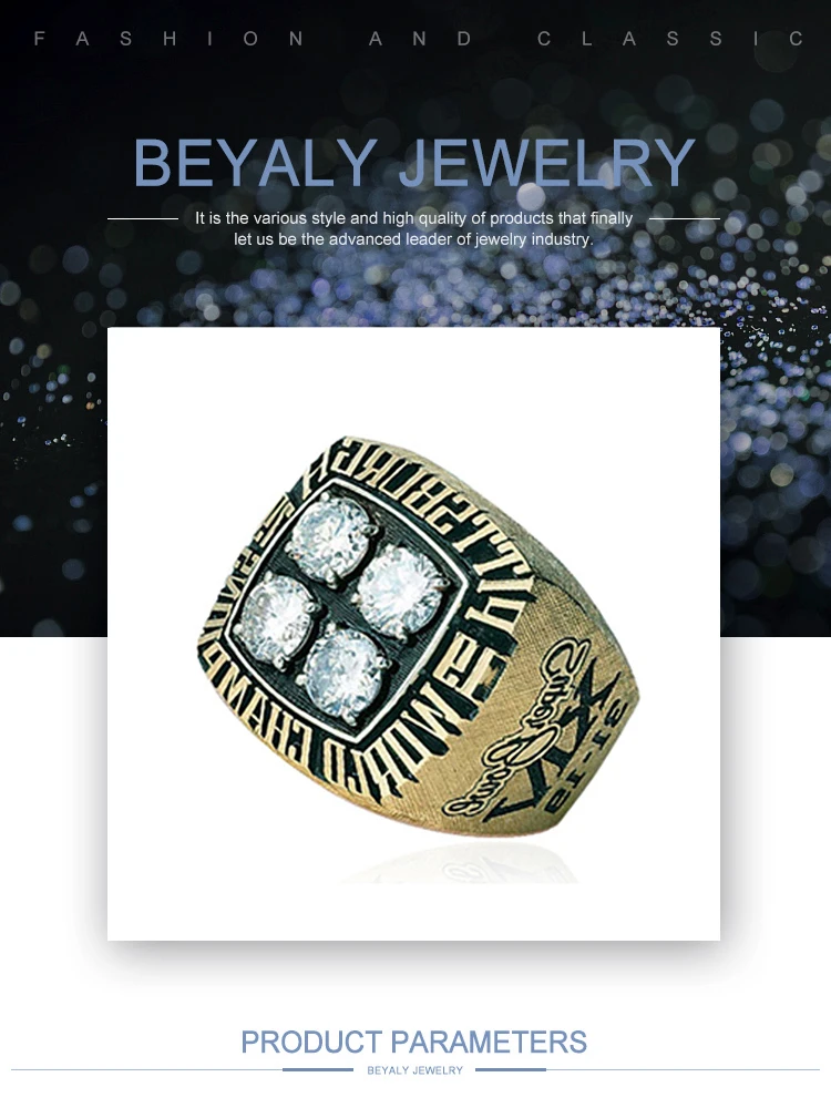 product-BEYALY-Four Gemstone Gold Plated Custom Letter Engraved Championship Rings-img