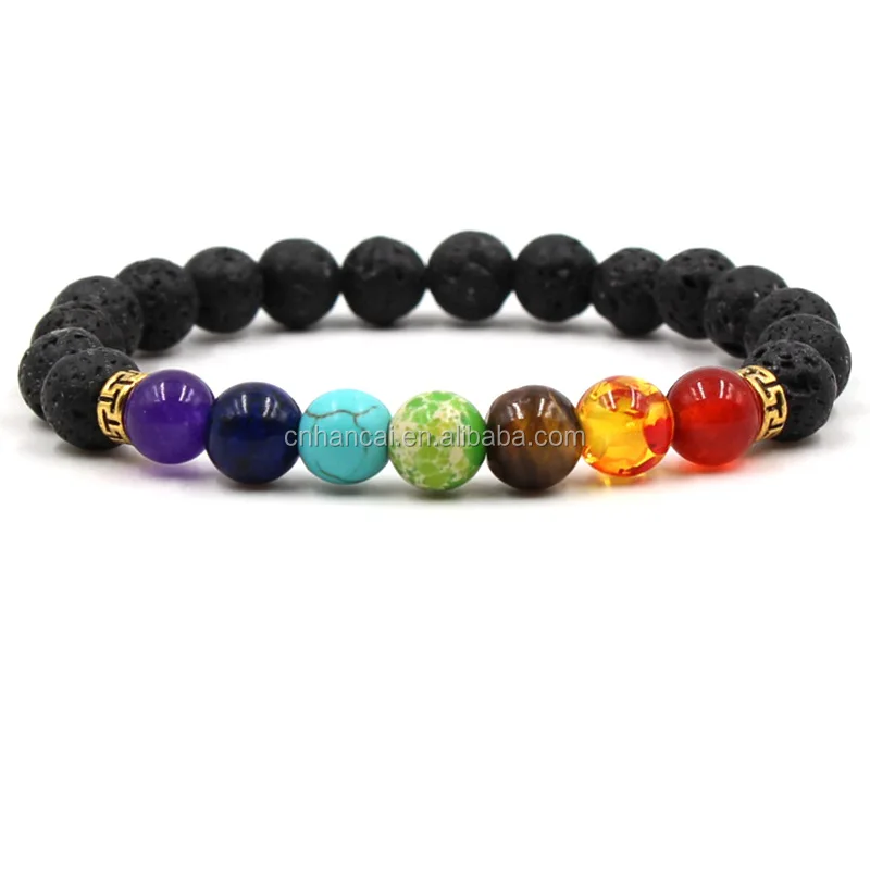 

Healing Reiki Gem Stone 7 Chakra Matte Agate Stone Lava Stone Bracelet, N/a