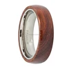 2018 Trending Products Titanium Ring High Polished Pipe Cut Domed Solid Red Wooden Ring