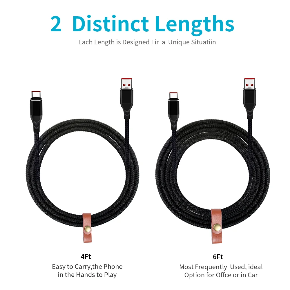 Factory Price USB type c cable 3.0 Nylon Braided 5A fast charging cable