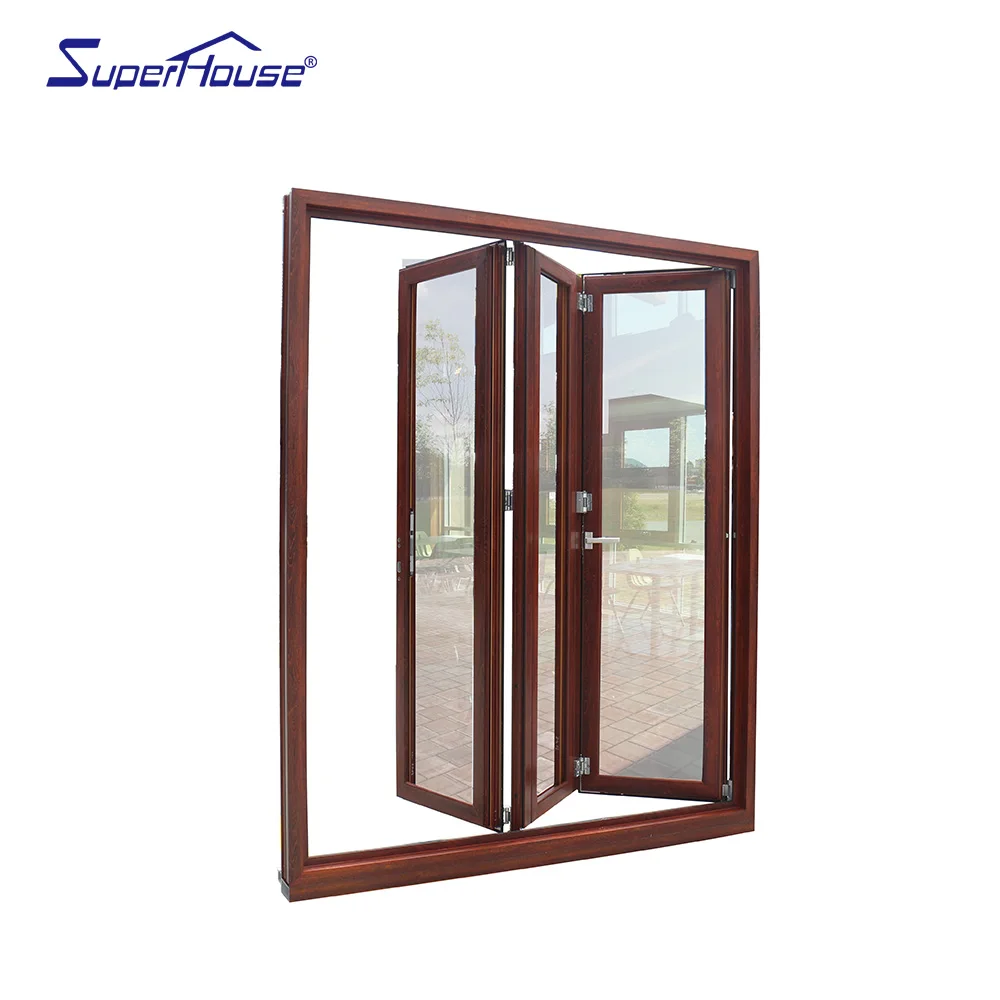 Cheap price modern glass bifolding door wooden cooor folding door interior