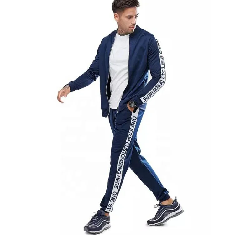 
Custom Latest Design Mens Slim Gym Training Plain Fitted Tracksuit 