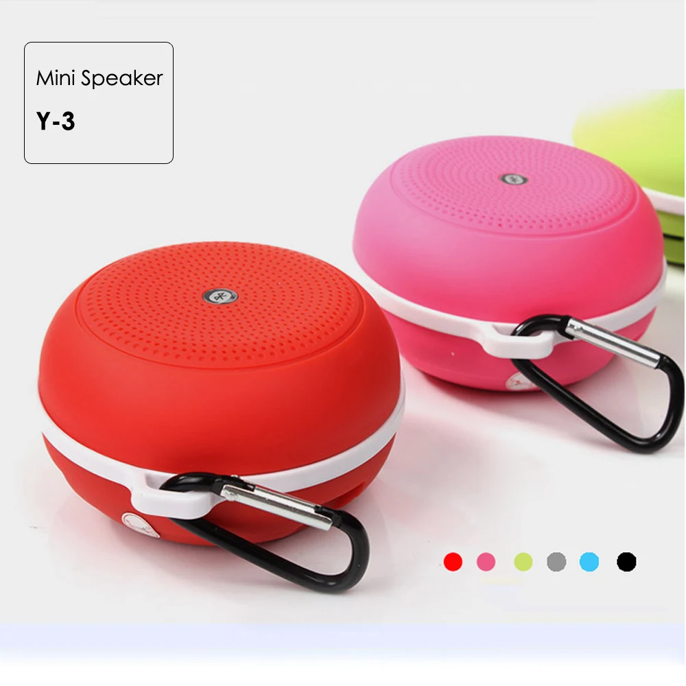 

outdoor sports portable wireless speaker round shape handsfree with hanging hook, Black;red;blue;green;pink;grey