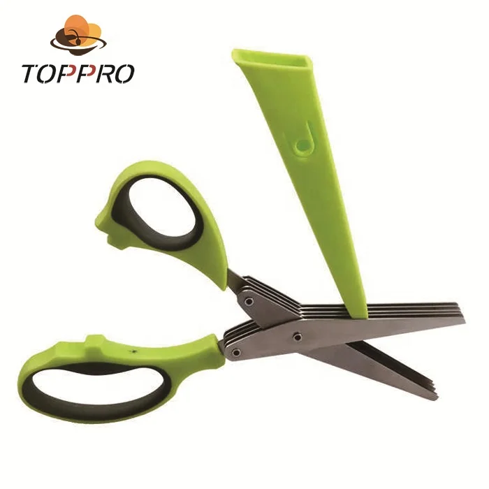 
TOPPRO Stainless Steel kitchen 5 blades herb scissors shears 