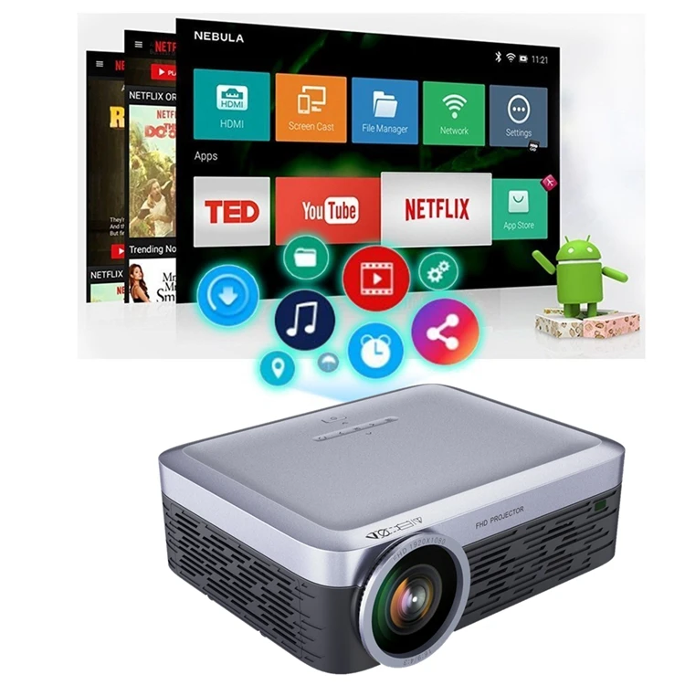 

4K Portable Android Bluetooth 1080p TV PC Home Projector Wireless Support Miracast Airplay, N/a