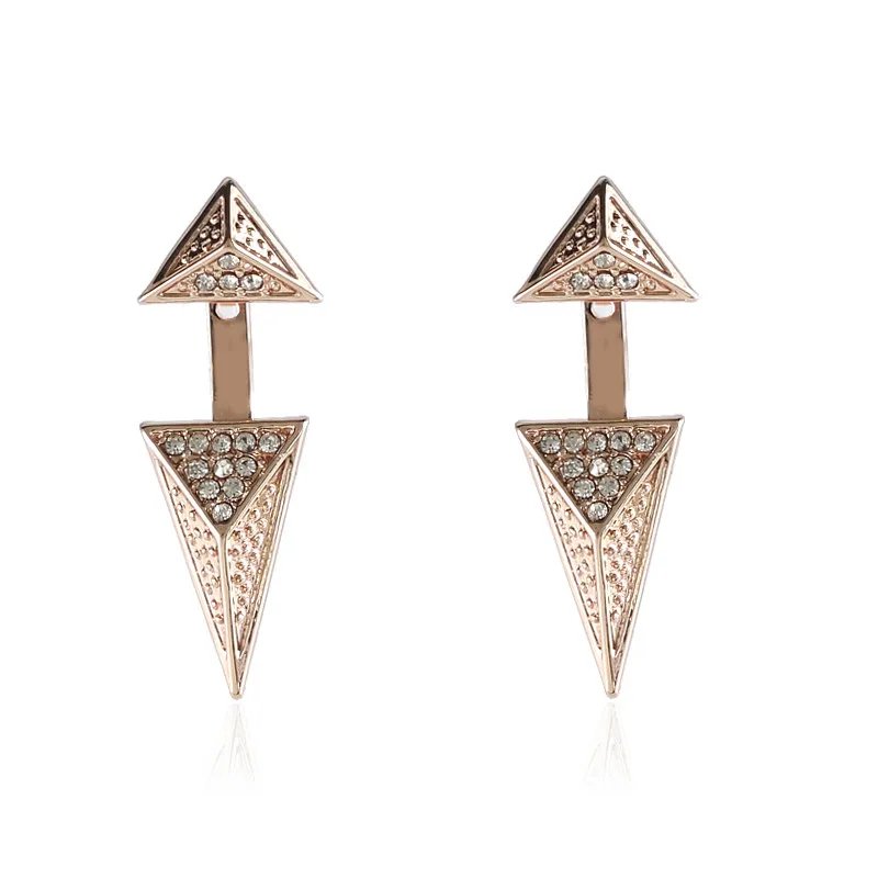 

New Fashion Gold Plated Diamond Alloy Triangle Bodino Earring For Women, Gold and rhodium and rose