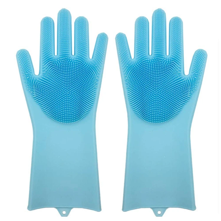 Heat Resistant Silicone Dish Washing Gloves With Scrubber Hot Sale