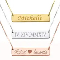 

Engravable gold personalised name sterling customised necklace plate silver personalized