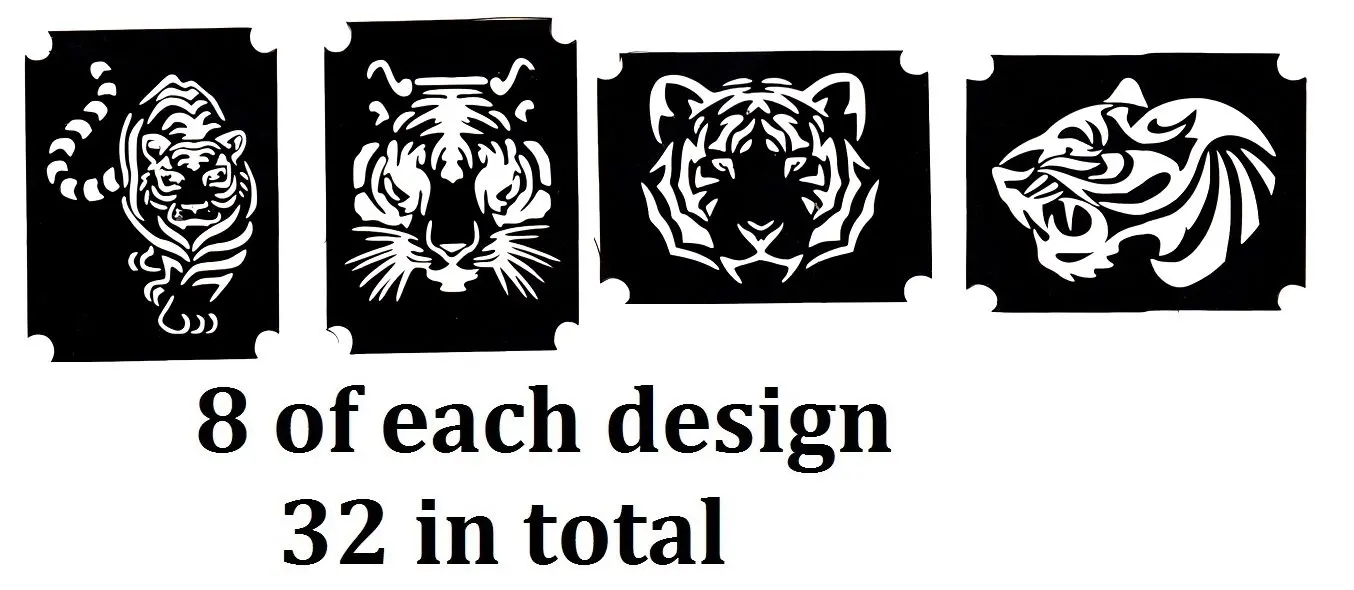 Tiger Collection (32 Tattoo Glitter Airbrush Stencil Tiger)