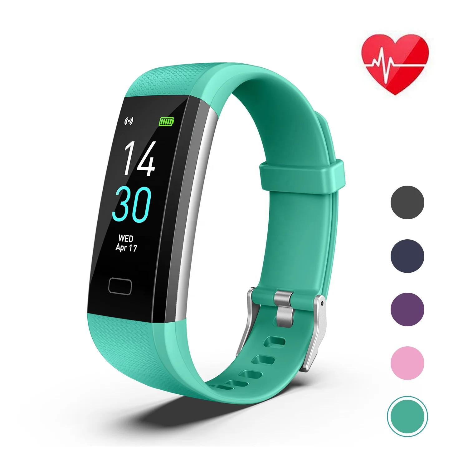

Professional Waterproof IP67 Sport Smart Bracelet Bluetooth Smart Band Heart Rate Monitor Wristband, Black;green;purple;pink
