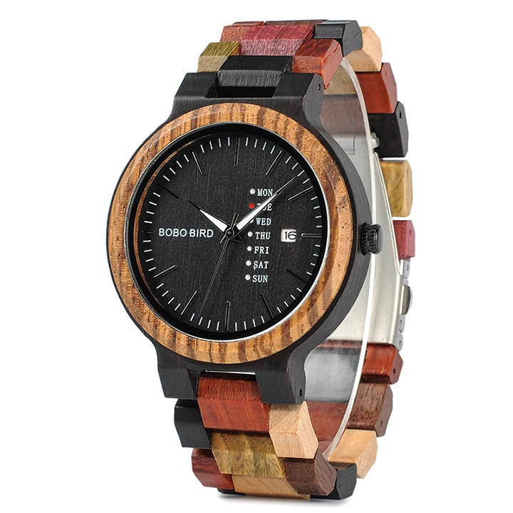 

Creative Wood Watch with Colored wooden Band Gift vintage Wood Quartz Watch