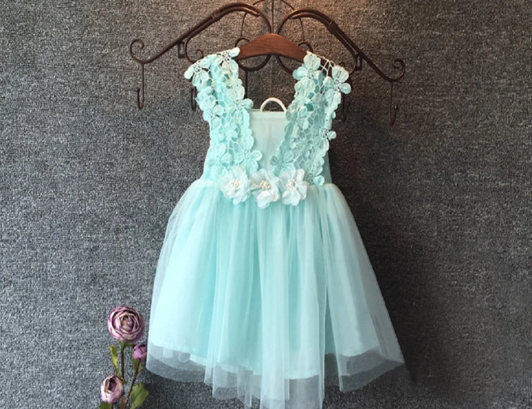 High Quality 2016 XMAS Baby Girl Princess Party Pearl Lace Tulle Flower Gown font b Fancy