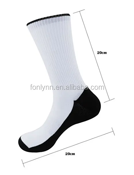 Wholesale custom printed digital 3D Blank polyester white sublimation socks