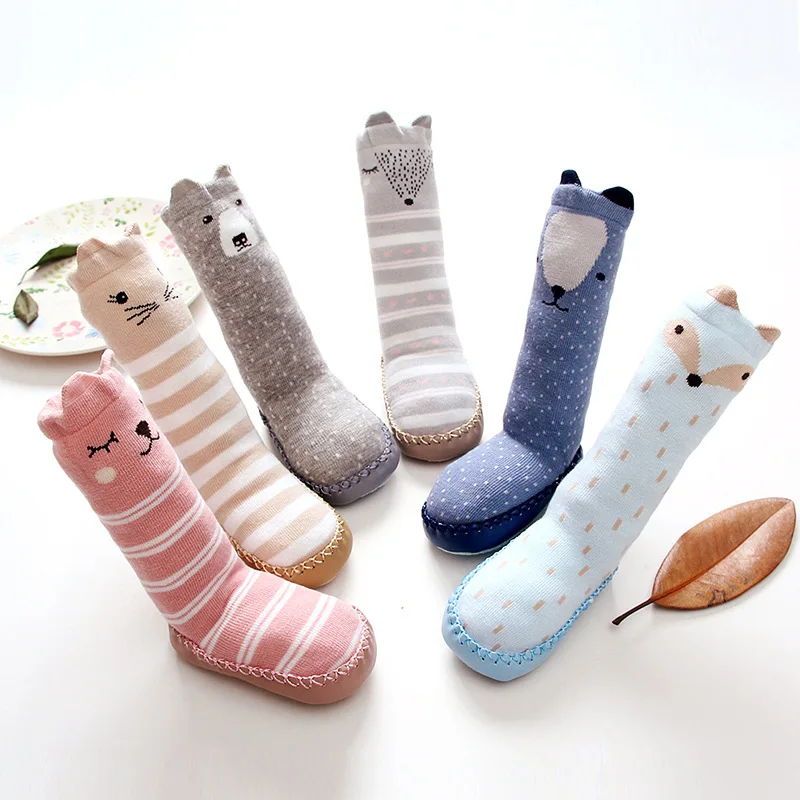 

Animal Pattern Striped Dots Baby Socks Cotton Anti slip Knee High Socks, Multicolor
