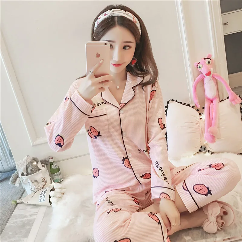 

Wholesale Pajamas for Women Long Sleeve Sleepwear Soft PJ Set Loungewear S-XL Two Piece Pajama Set Free Shipping, Picture