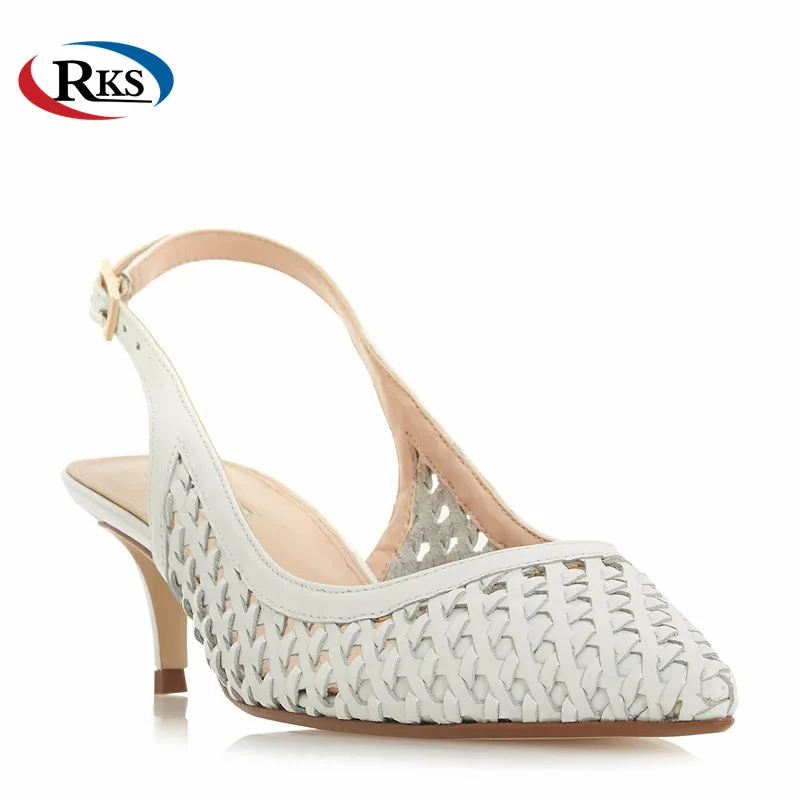 Casual Design Woven Kitten Heel Slingback Court Shoe For Women