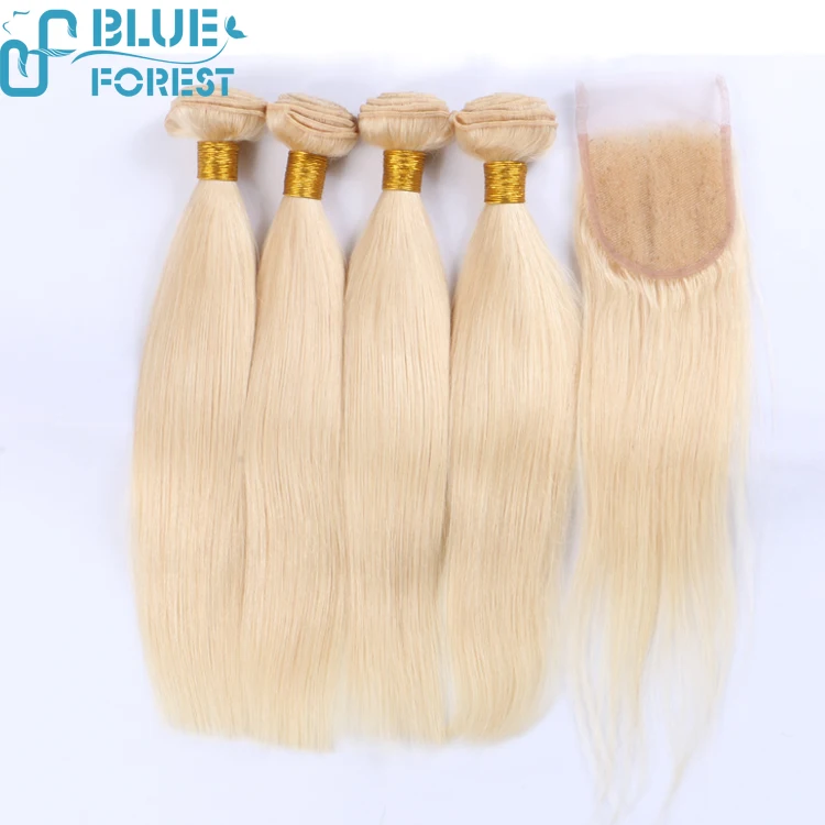 

Qingdao Hair Factory Wholesale 613 Blonde Virgin Human Hair Bundles With Lace Closure, N/a