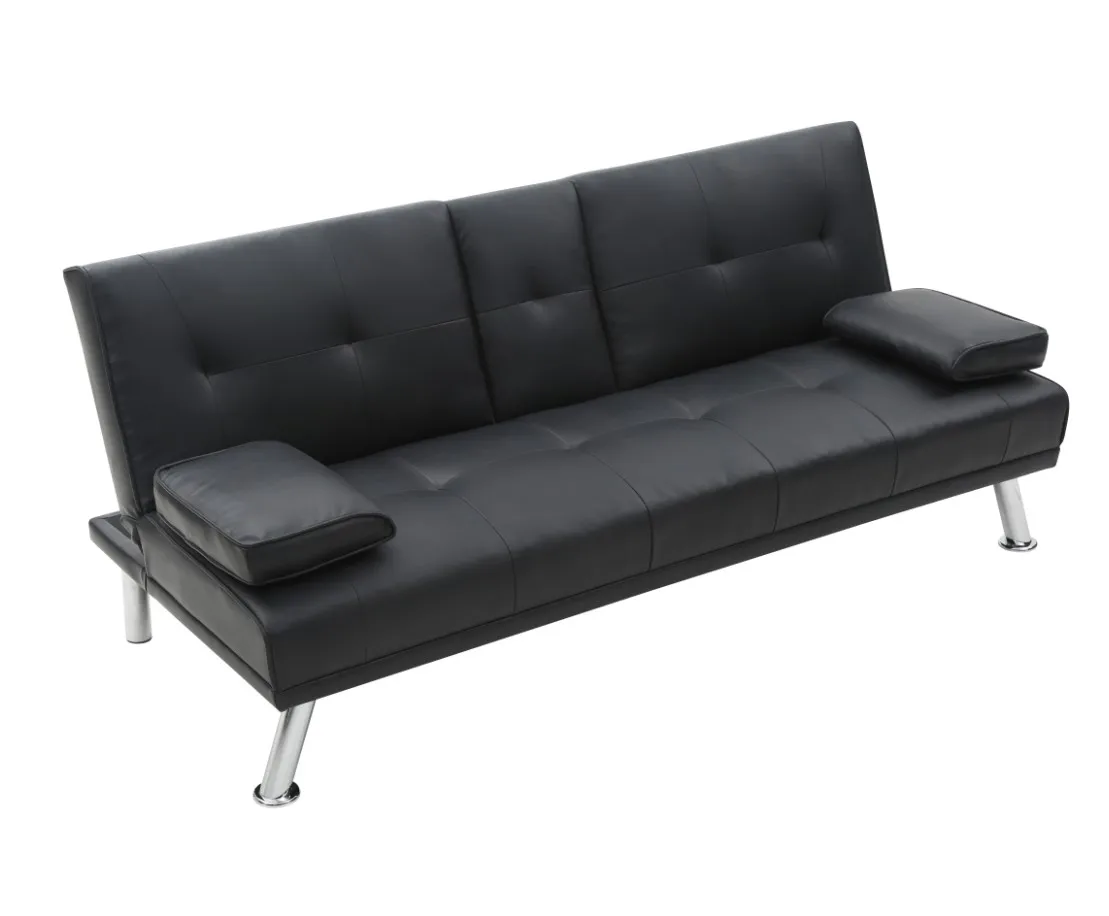 Black Pu Upholstery Living Room Cheap Leather Sofa Bed Buy Leather