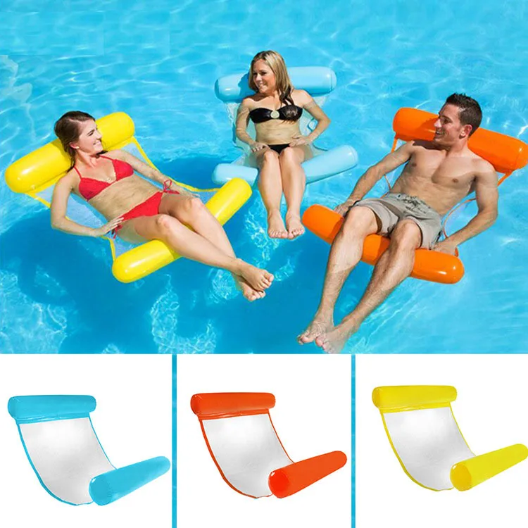 

Floating Leisure Bed Foldable Dual-use Floating Row Water Amusement Floating Bed, Blue red yellow, blue,pink,orange