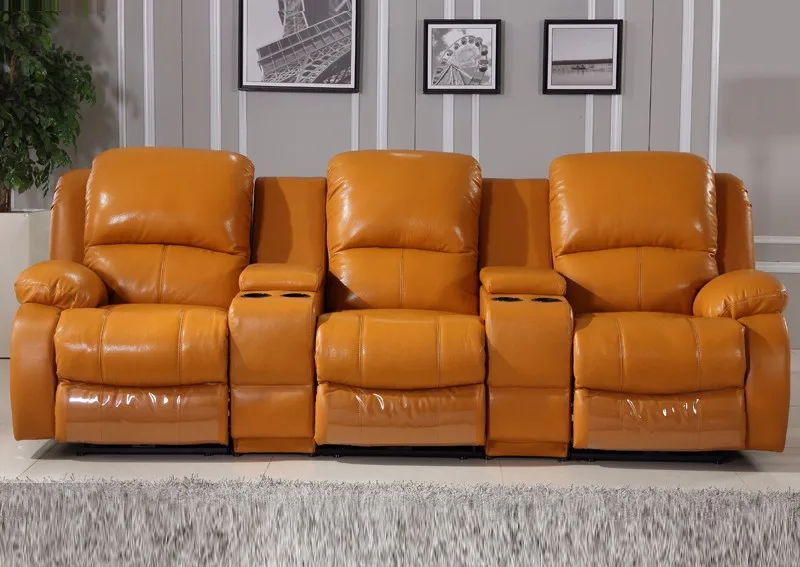 Hot Sale Dubai Modern Leather 3 Seat Recliner Sofa Luxury Cheers