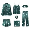 Factory price hot sale girls Polka dot printed multi match sleepwear women satin 7 pcs pajama sets