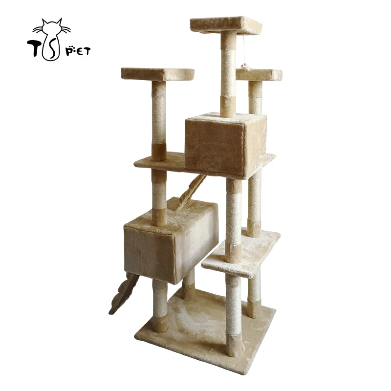 2019 Customized Design Plush Wooden Pet Condo Tower Supplier Furniture Factory Toys Cat Scratcher Tree House Tower