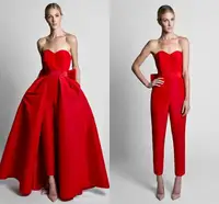 

Women Jumpsuit Evening Dresses With Convertible Skirt Satin Bow Back Prom Dress