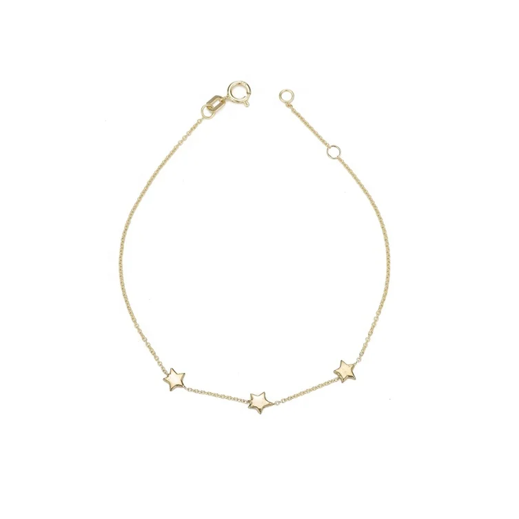 

925 jewelry 18K plated dainty three star thin sterling silver bracelet