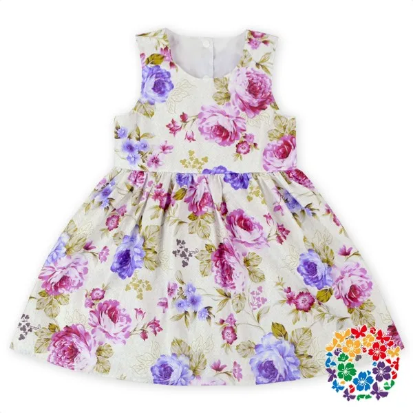 Fancy Girls Party Summer Floral Cotton Print Dresses 16 Years Old Baby
