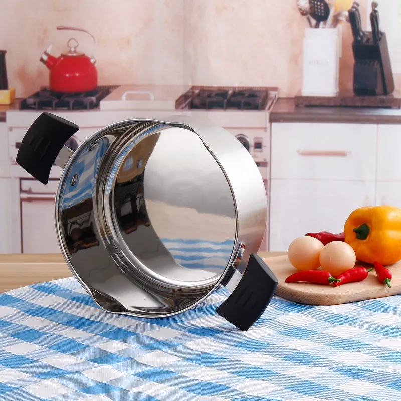 Stainless Steel Milk Boiling Pot Glass Lid Sauce Pan Soup&stock Pot