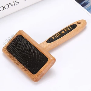 Image of Premium Pet Bamboo Wood Cushion Slicker Brush for Cats & Dogs Grooming Detangle De- shedding - Engineered to Remove Dead Hair