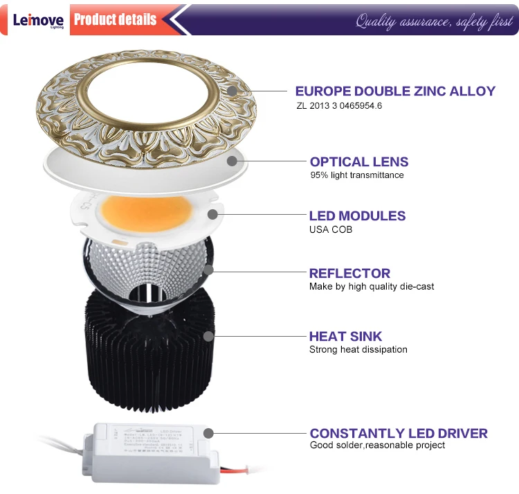 5W recessed luxurious led down light