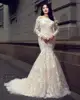 Jancember RSM66353 real wedding gown korean style elegant mermaid court dresses puffy wedding dresses with long sleeves