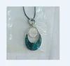 White shell opal pendant necklace,Opal shell jewelry,Blue shell jewellery
