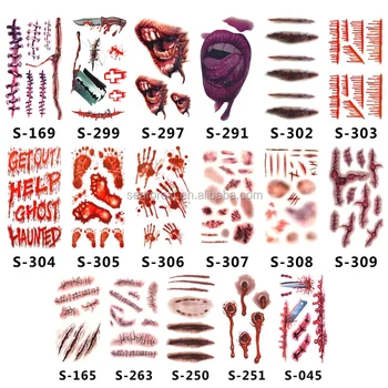 Halloween Falsa Cicatriz Tatuaje Etiquetadiy Divertido Cuerpo