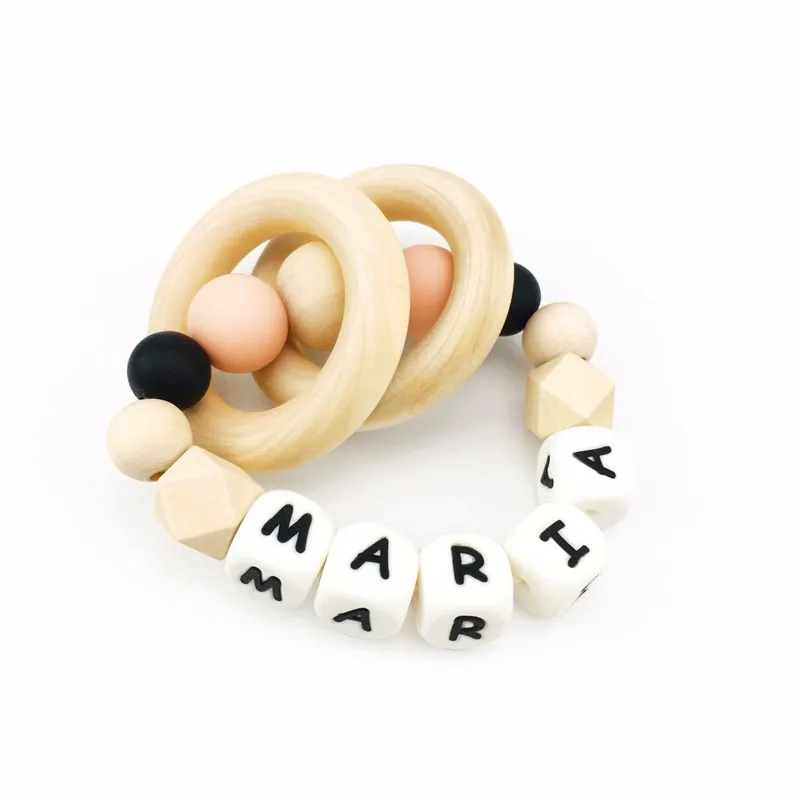 Chew Toy Teething Rattle Personalised Silicone Ring Personalised Baby 