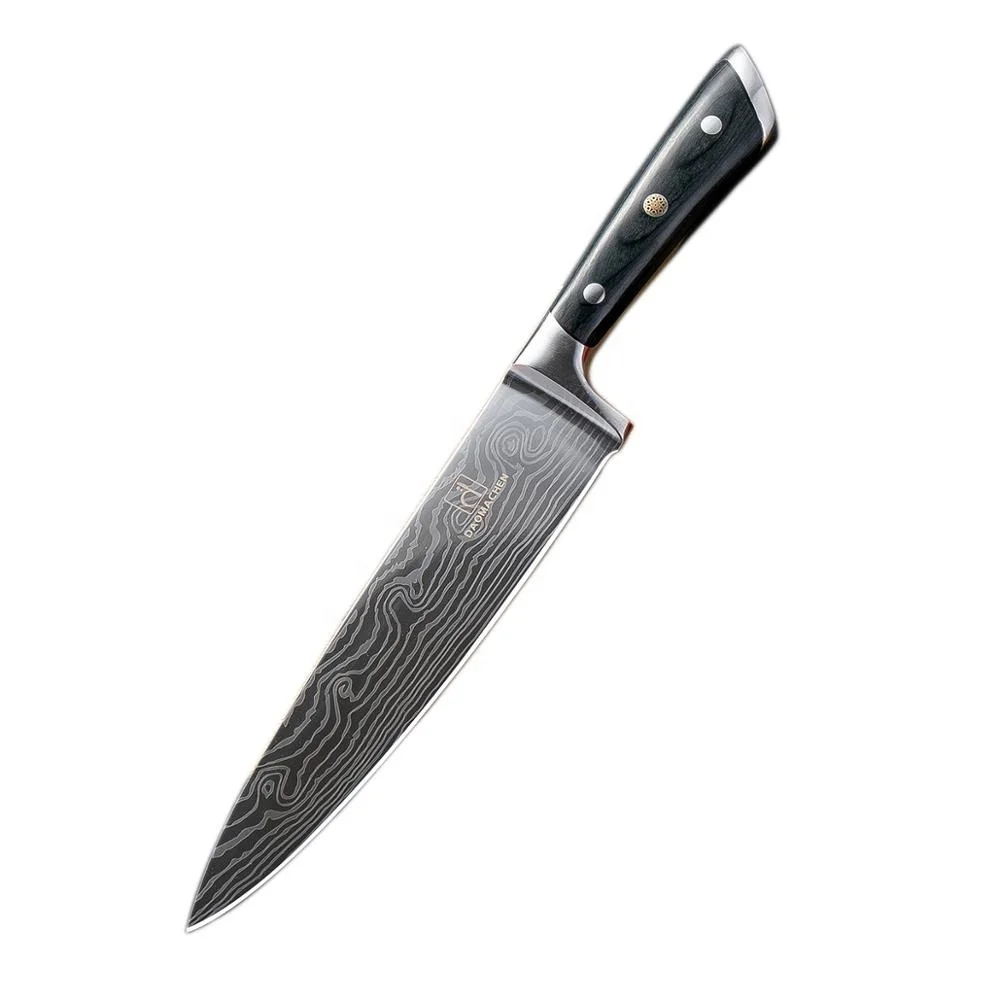 

High quality Damascus pattern steel 8 in Chef knife for kitchen