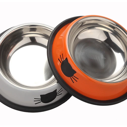 

Stainless Steel Pet Bowl Travel Food Bowls For Cats Dogs Pink Outdoor Drinking Water Cat Dish Feeder Tableware, Orange, grey and green
