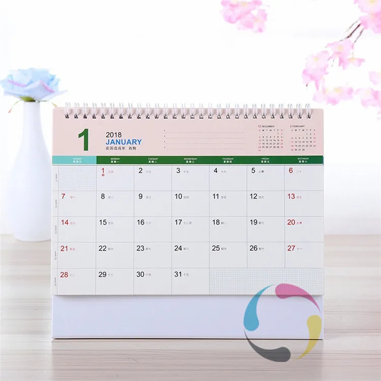 
wholesale daily spiral bound tent desk calendar printing 