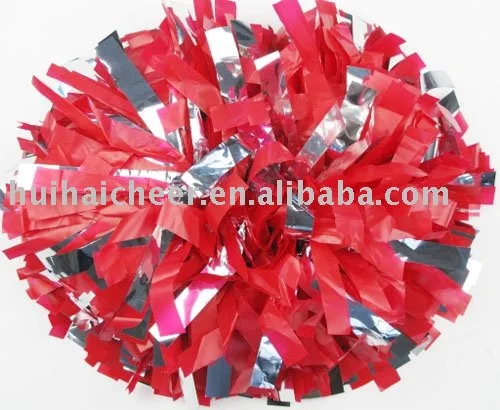 
2019 plastic red mix silver pom poms with good quality 