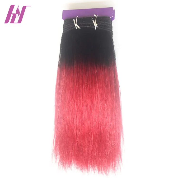 Unprocessed Wholesale Ombre Black and Red Color Indian Remy Human Hair Weaving