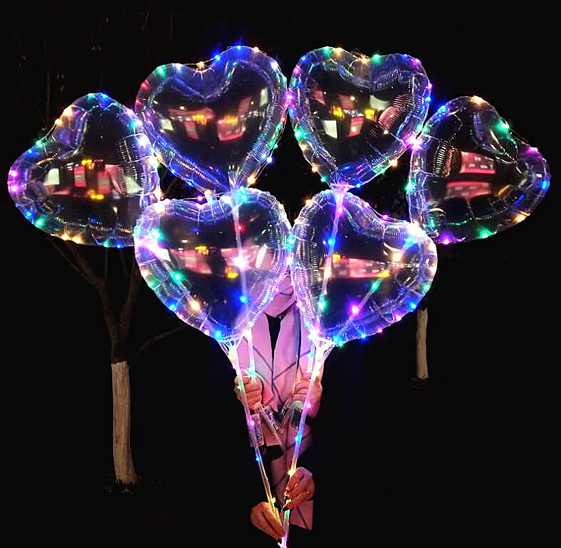 Party Decoration Heart Shape Led Bobo Balloons Valentine's Day Led
