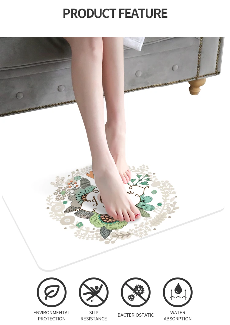 Manufacture Wholesale Eco-freindly Custom Design Diatomite Bath Mat