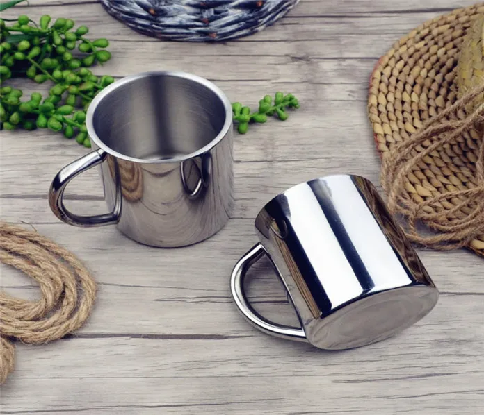 

Good Quality Double Wall Stainless Steel Coffee Cups Coffee Mugs, Silver