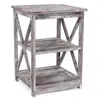 Rustic Torched furniture small Wood End Table with 2 Shelves