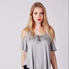 Sport Grey String Design V Neck Plain Cut Off Tank Top For Women